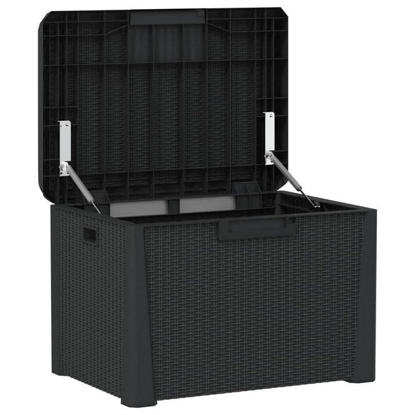 Benzara Reina Outdoor Storage Box Cushion Seat Dark Gray Polypropylene -BM326455