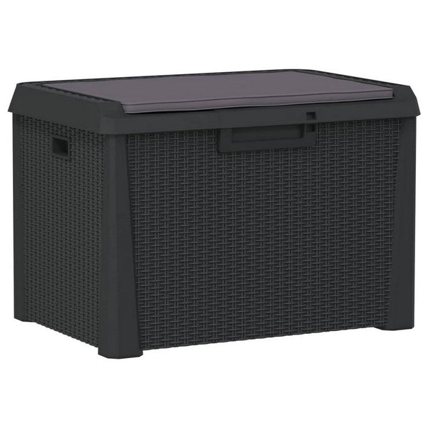 benzara Reina Outdoor Storage Box Cushion Seat Dark Gray Polypropylene -BM326455