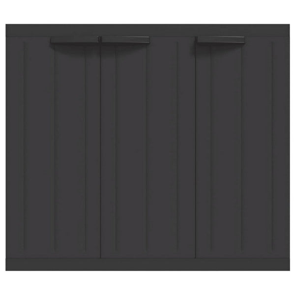 Benzara Reina Outdoor Storage Cabinet With Shelf Black Polypropylene 38 Inch -BM326454