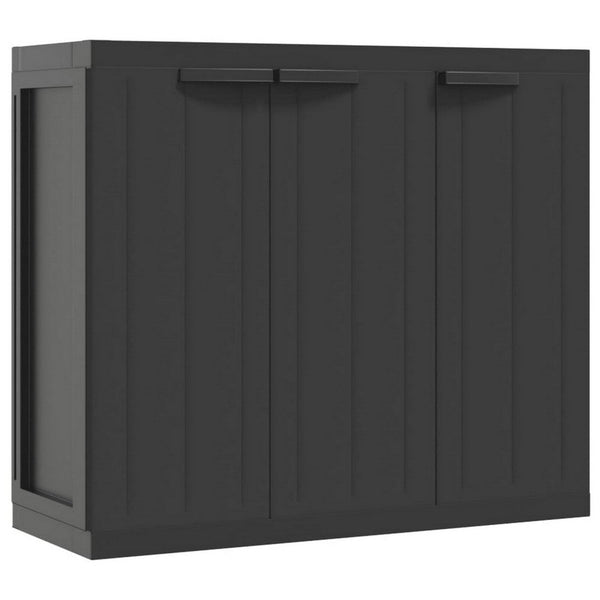 benzara Reina Outdoor Storage Cabinet with Shelf Black Polypropylene 38 Inch -BM326454