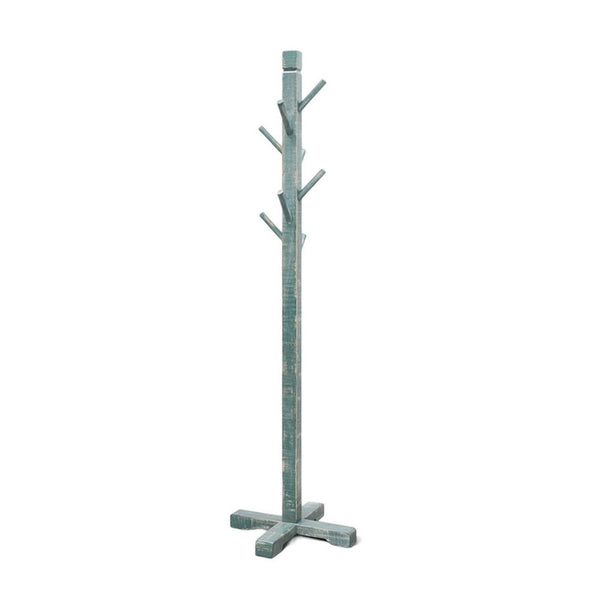 Benzara Rena Coat Hat Rack Stand 8 Wood Stems 72 Inch Rustic Green Mahogany -BM325367