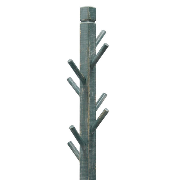 Benzara Rena Coat Hat Rack Stand 8 Wood Stems 72 Inch Rustic Green Mahogany -BM325367