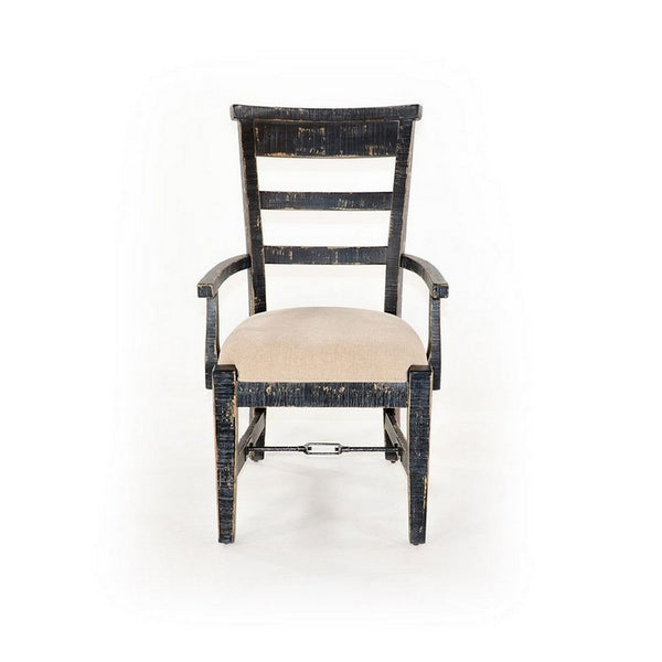 Benzara Rena Dining Armchair Set Of 2 Metal Turnbuckle Black Mahogany Wood -BM325422