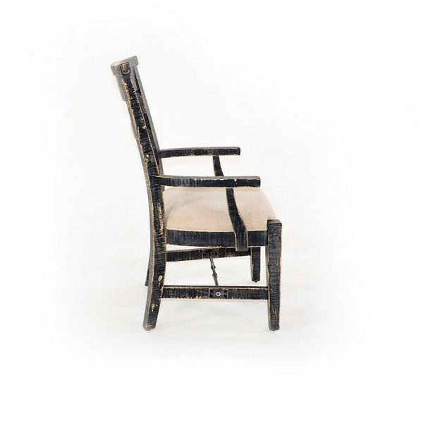 Benzara Rena Dining Armchair Set Of 2 Metal Turnbuckle Black Mahogany Wood -BM325422