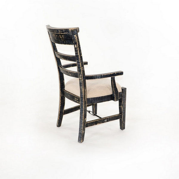 Benzara Rena Dining Armchair Set Of 2 Metal Turnbuckle Black Mahogany Wood -BM325422