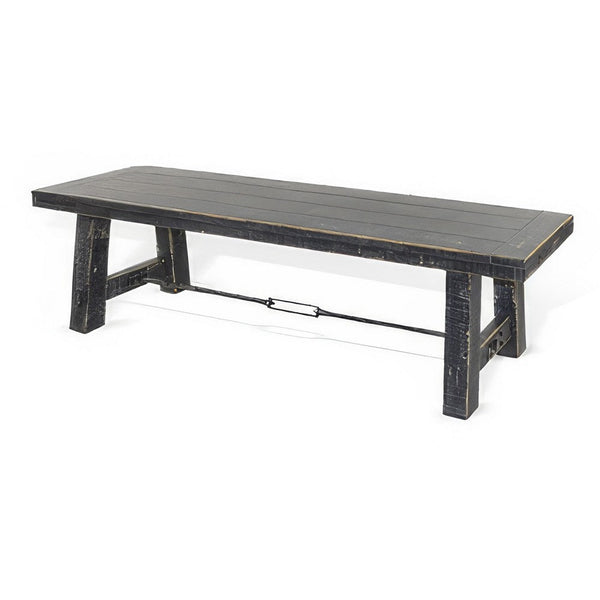 Benzara Rena Dining Bench Turnbuckle Accent 64 Inch Black Mahogany Wood -BM325424