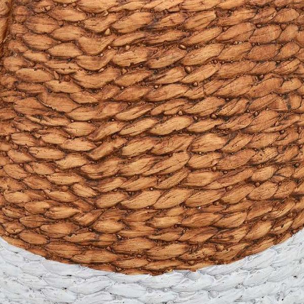 Benzara Reno 15 Inch Planter Rope Woven Design White And Brown Finished Resin - BM309749