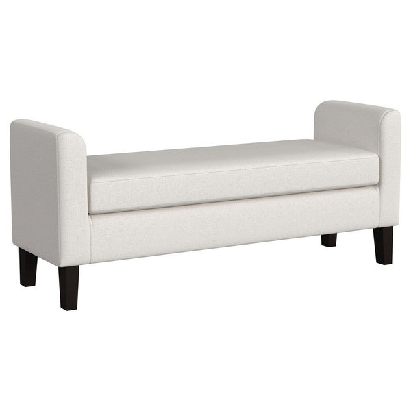benzara Reyan Accent Bench Ivory Fabric Foam Cushions Black Wood 60 Inch -BM329654