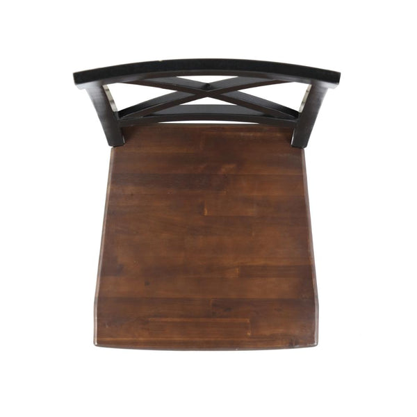 Benzara Ricks Dining Chair Set Of 2 Crossed X Back Acacia Wood Dark Brown Black -BM323428