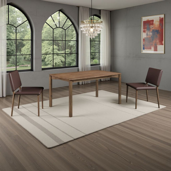 benzara Rida Dining Table Rich Dark Brown Hardwood Rectangular 59 Inch Top -BM328742