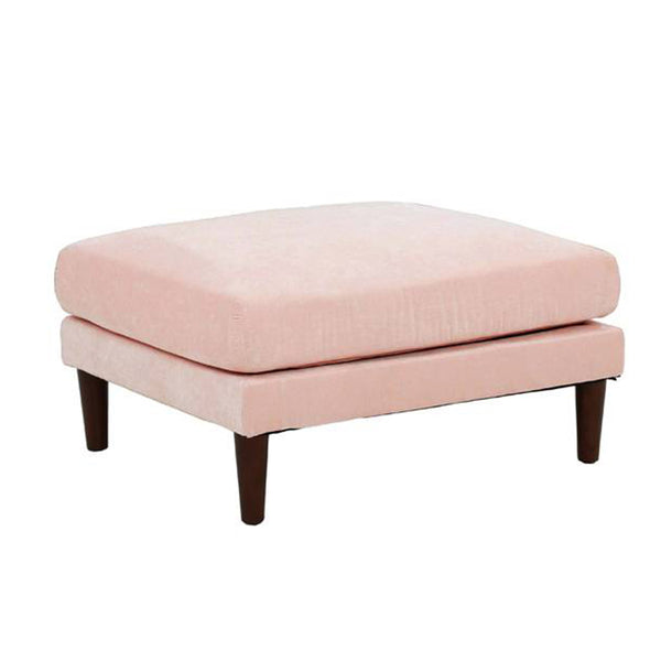 Benzara Rio 32 Inch Modular Ottoman Box Cushion Seat Wood Legs Blush Pink - BM284324