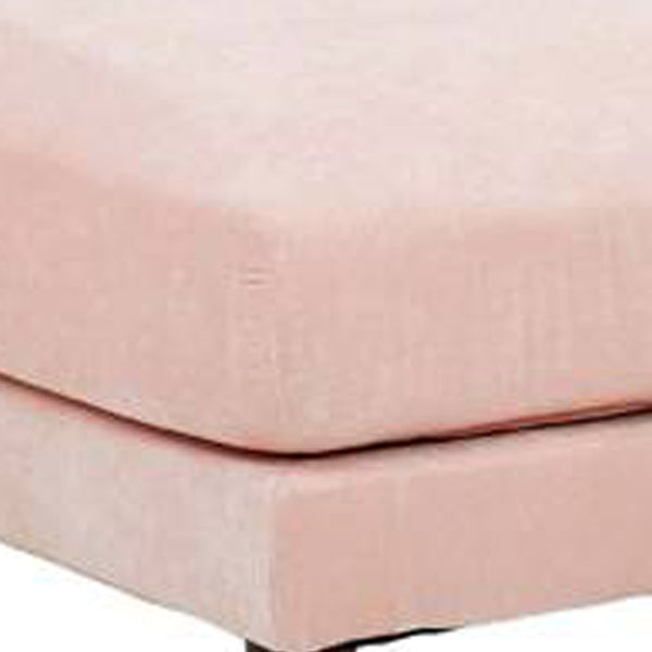 Benzara Rio 32 Inch Modular Ottoman Box Cushion Seat Wood Legs Blush Pink - BM284324