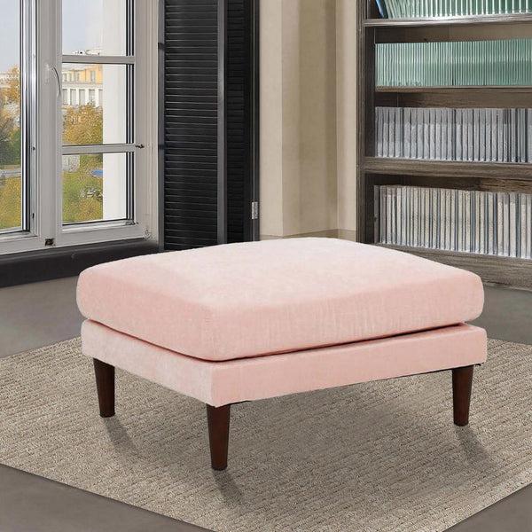 benzara Rio 32 Inch Modular Ottoman Box Cushion Seat Wood Legs Blush Pink - BM284324