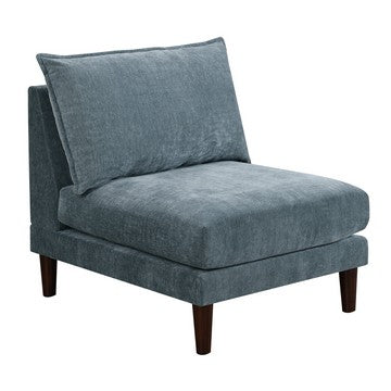 Benzara Rio 33 Inch Modular Armless Sofa Chair Lumbar Cushion Slate Blue Fabric - BM284326