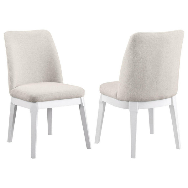 Benzara Risa Dining Side Chair Set Of 2 Tall Back And Splayed Legs Beige -BM329113