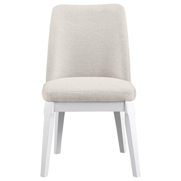 Benzara Risa Dining Side Chair Set Of 2 Tall Back And Splayed Legs Beige -BM329113