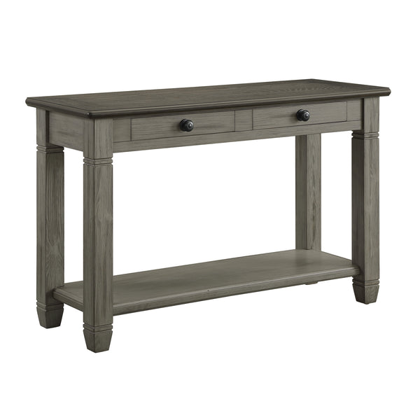 Benzara Rome 48 Inch Sofa Table Rectangular 2 Drawers Brown Gray Solid Wood - BM314415