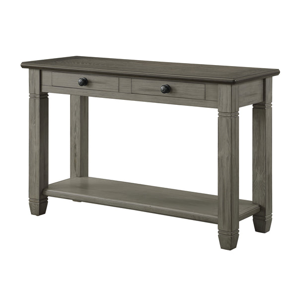 Benzara Rome 48 Inch Sofa Table Rectangular 2 Drawers Brown Gray Solid Wood - BM314415