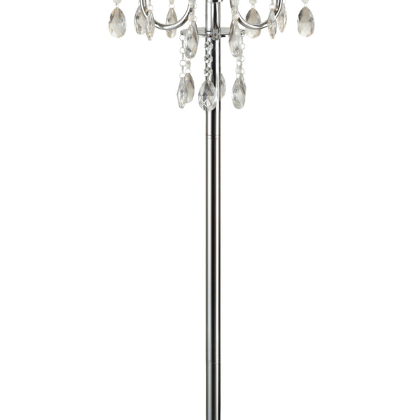 Benzara Round Fabric Wrapped Floor Lamp With Crystal Inlay Gray And Silver - BM220568