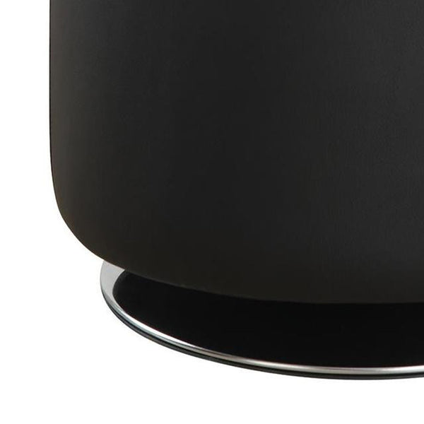 Benzara Round Leatherette Swivel Ottoman With Tufted Seat Black - BM206529