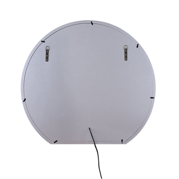 Benzara Round Mirror Panel Wall Decor With Light Function And Faux Diamond Silver - BM225874