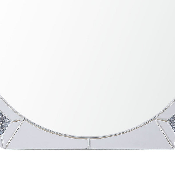 Benzara Round Mirror Panel Wall Decor With Light Function And Faux Diamond Silver - BM225874