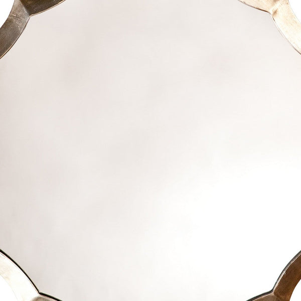 Benzara Round Mirror With Scalloped Metal Frame Gold - BM263629