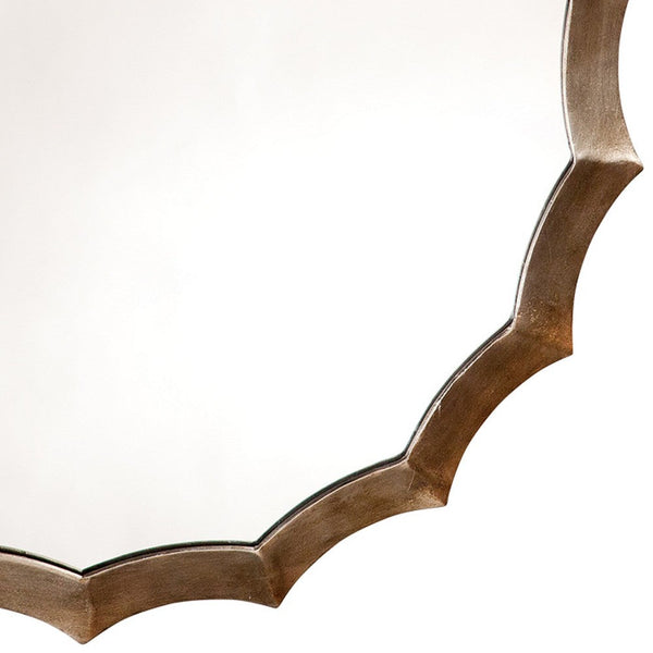 Benzara Round Mirror With Scalloped Metal Frame Gold - BM263629