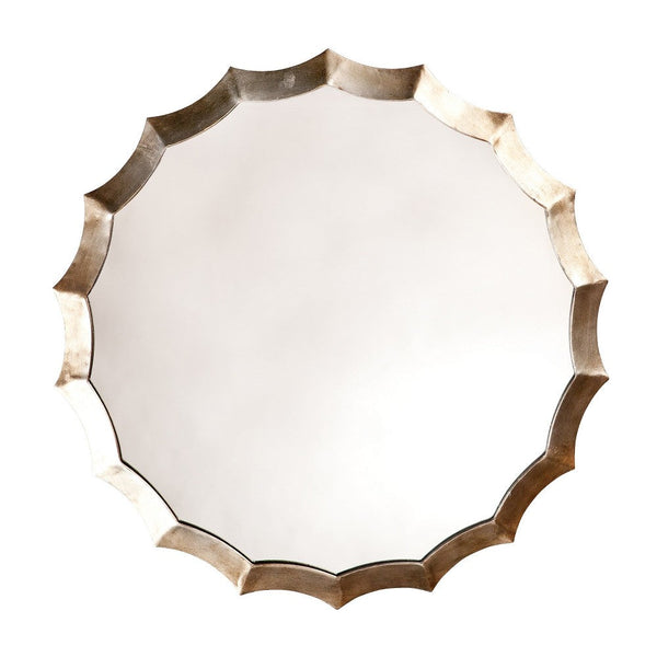 benzara Round Mirror with Scalloped Metal Frame Gold - BM263629