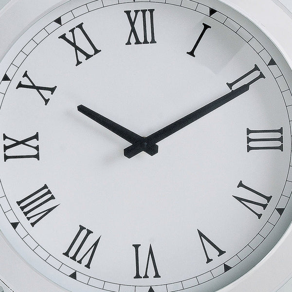 Benzara Round Shaped Wall Clock With Faux Crystals Inlay White - BM185415