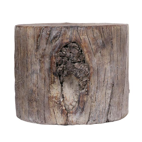Benzara Round Tree Stump Cement Stool Weathered Brown - BM158297