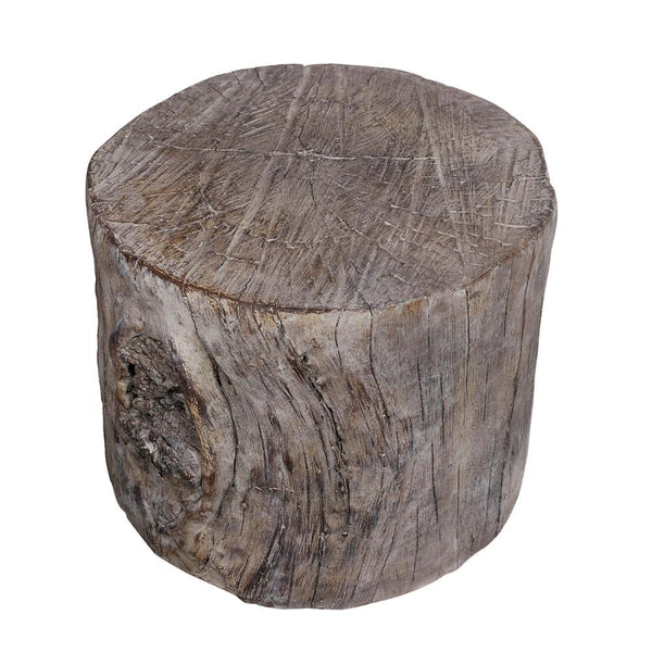 Benzara Round Tree Stump Cement Stool Weathered Brown - BM158297
