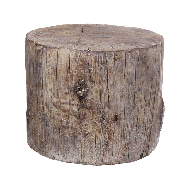 Benzara Round Tree Stump Cement Stool Weathered Brown - BM158297