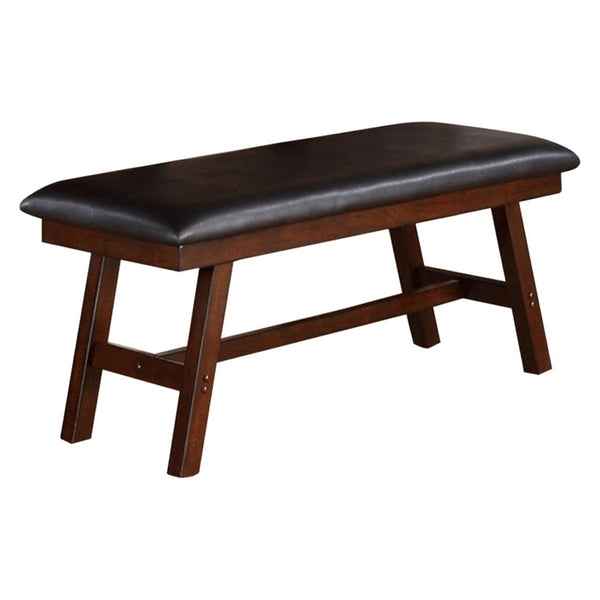Benzara Rubber Wood Bench With Faux Leather Upholstery Large Brown - BM171215