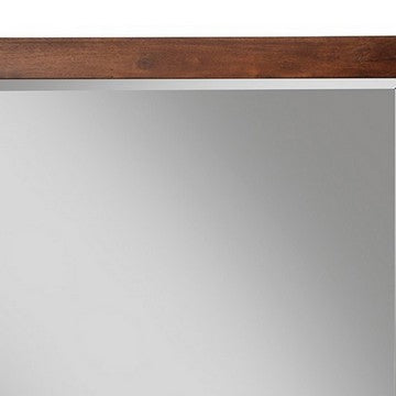 Benzara Rue 36 X 40 Rectangular Dresser Mirror Mahogany Wood Frame Warm Brown - BM284273