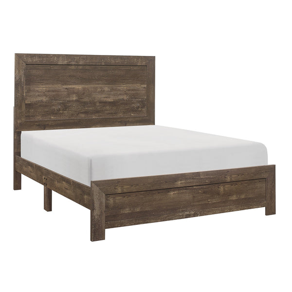 Benzara Rustic Panel Design Wooden Queen Size Bed With Block Legs Support Brown - BM219066