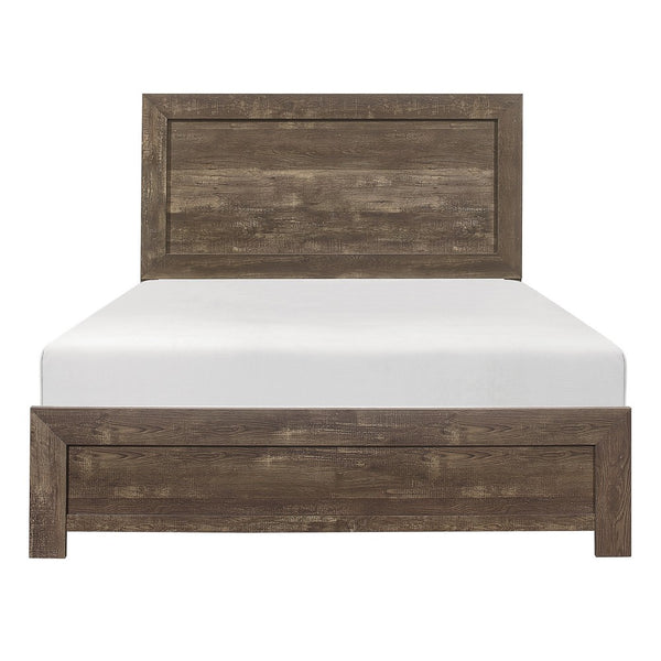 Benzara Rustic Panel Design Wooden Queen Size Bed With Block Legs Support Brown - BM219066