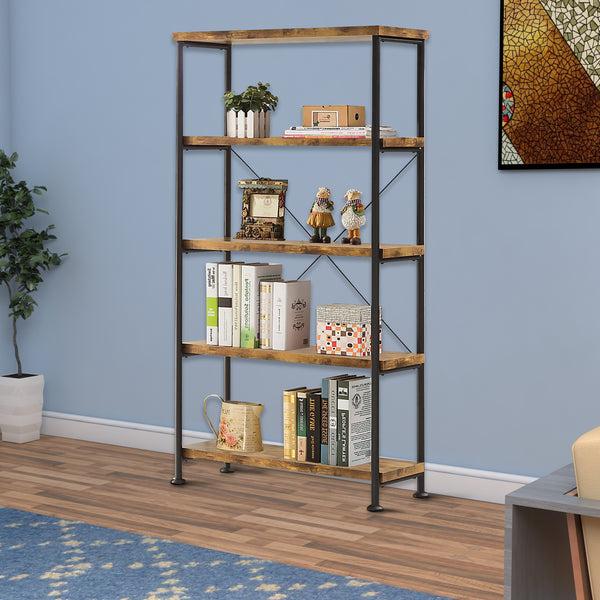 benzara Rustically designed Bookcase With 4 Open Shelves - BM172242