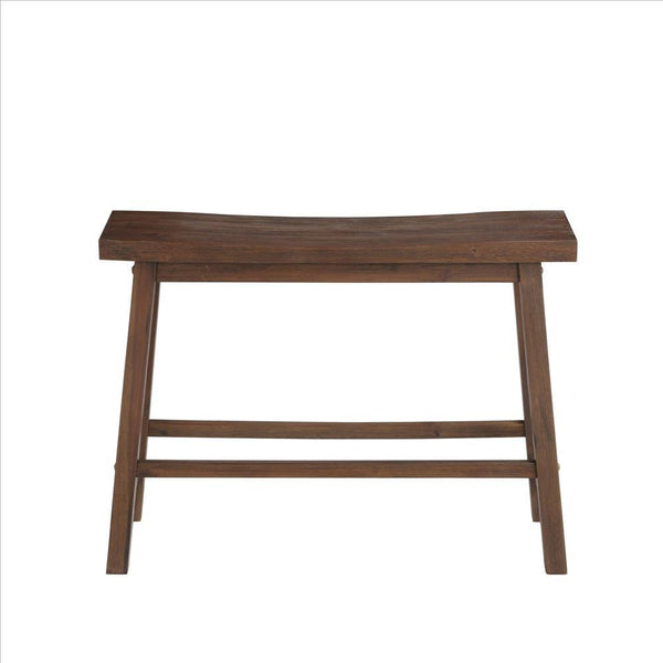 Benzara Saddle Design Wooden Bench With Grain Details Brown - BM239726
