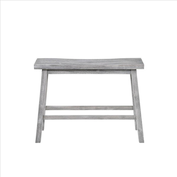 Benzara Saddle Design Wooden Bench With Grain Details Gray - BM239731