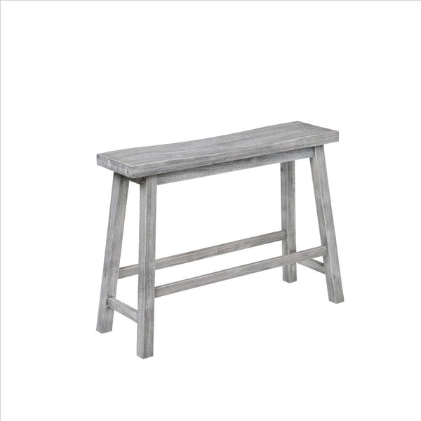 benzara Saddle Design Wooden Bench with Grain Details Gray - BM239731