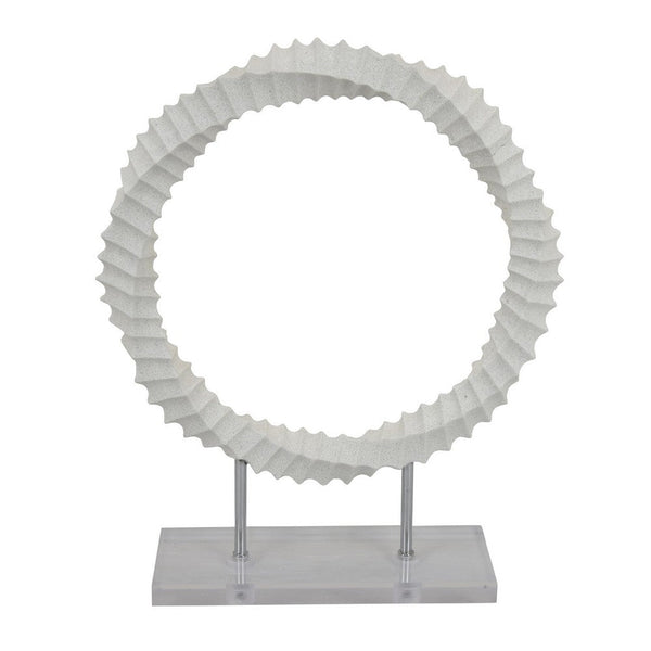 Benzara Saina Tabletop Decor White Acrylic Base Twisted Design 17 Inch -BM331057