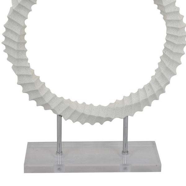 Benzara Saina Tabletop Decor White Acrylic Base Twisted Design 17 Inch -BM331057