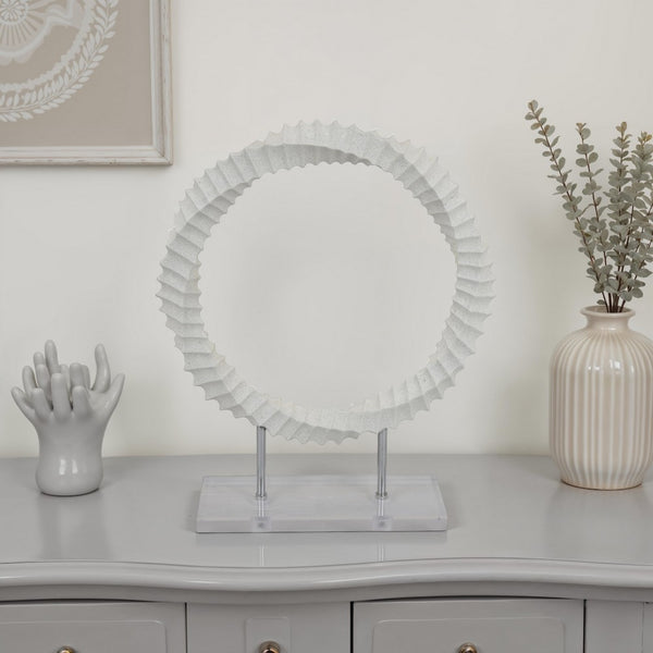 benzara Saina Tabletop Decor White Acrylic Base Twisted Design 17 Inch -BM331057