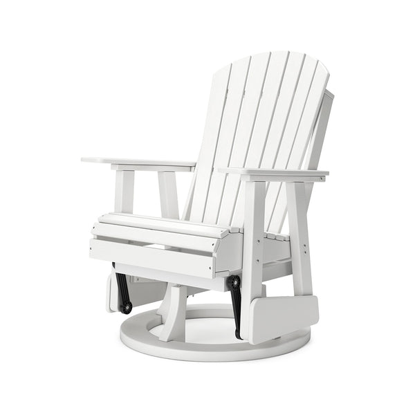 Benzara Sami 31 Inch Outdoor Swivel Glider Chair Slatted Adirondack White Finish - BM315952