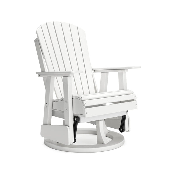 Benzara Sami 31 Inch Outdoor Swivel Glider Chair Slatted Adirondack White Finish - BM315952