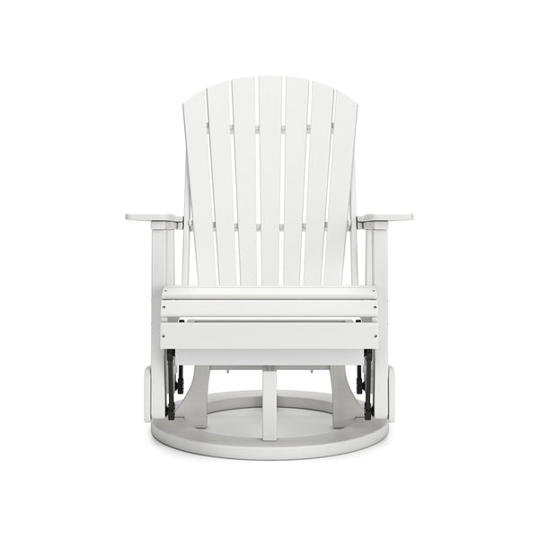 Benzara Sami 31 Inch Outdoor Swivel Glider Chair Slatted Adirondack White Finish - BM315952