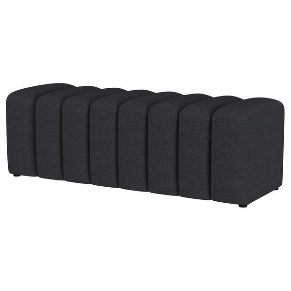 Benzara Sanna Accent Bench Modern Channel Tufted Charcoal Black 54 Inch -BM329657