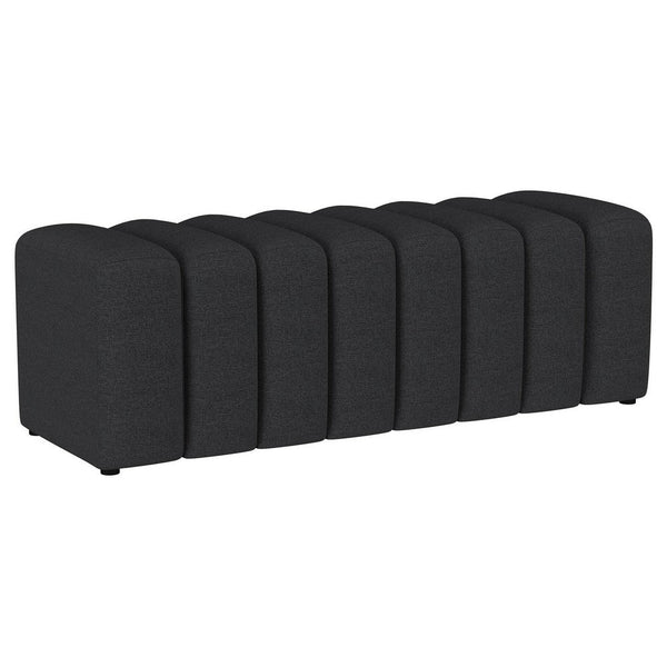 benzara Sanna Accent Bench Modern Channel Tufted Charcoal Black 54 Inch -BM329657
