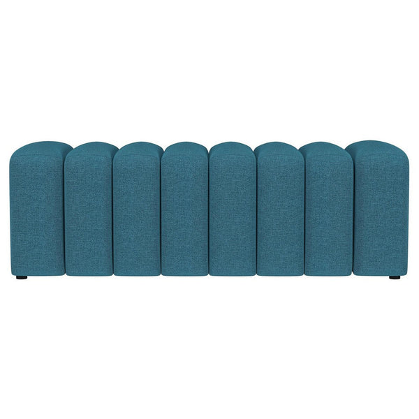 Benzara Sanna Accent Bench Modern Channel Tufted Peacock Blue 54 Inch -BM329656